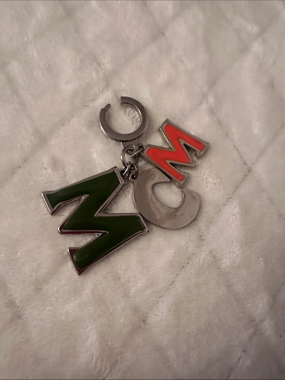 MCM Green and Orange Enamel Letter M Keyring Charm